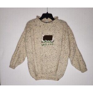 Vintage Cashs of Ireland Cable Knit Sweater 100% Wool Fisherman Cottage Mens M